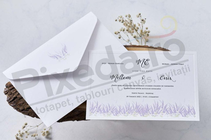 Imagine Invitatii nunta 1141 flori de lavanda