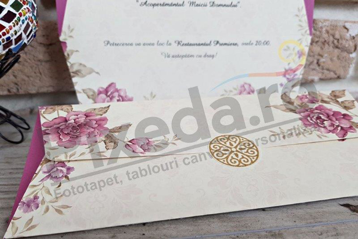 Imagine Invitatii nunta 2674 bujori roz