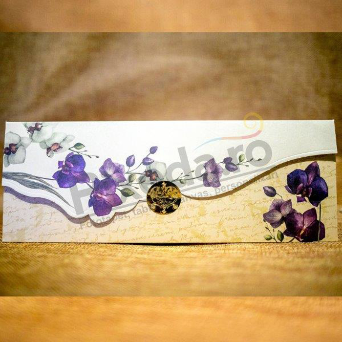 Imagine Invitatii nunta 4006 motive florale mov