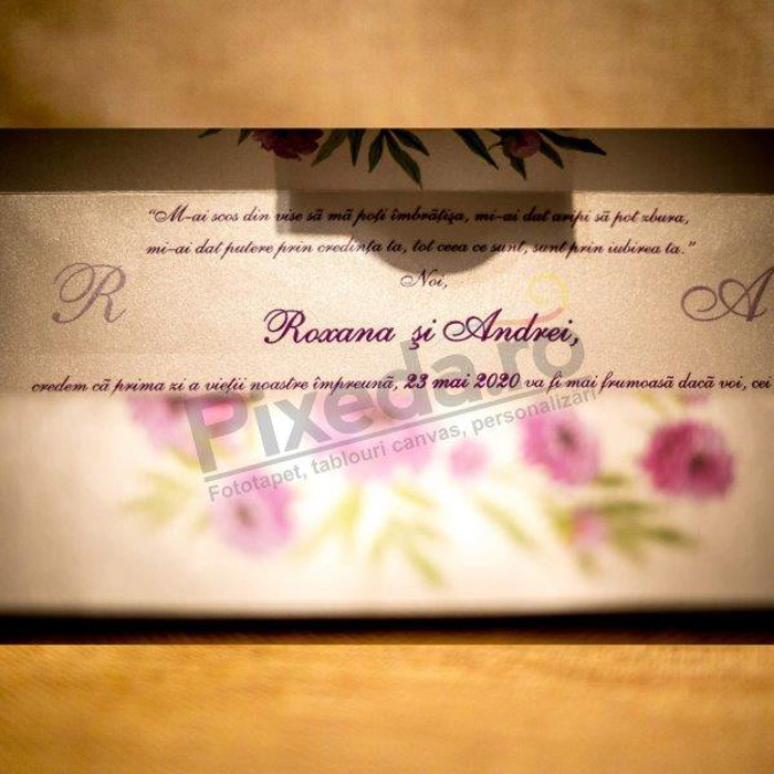 Imagine Invitatii nunta 4021  flori roz si bentita
