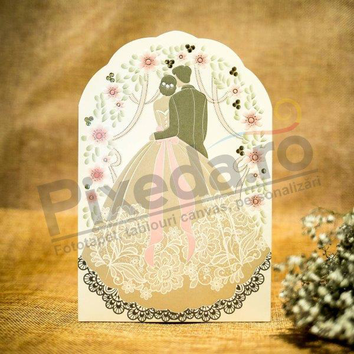 Imagine Invitatii nunta 5024 cupola de flori si miri