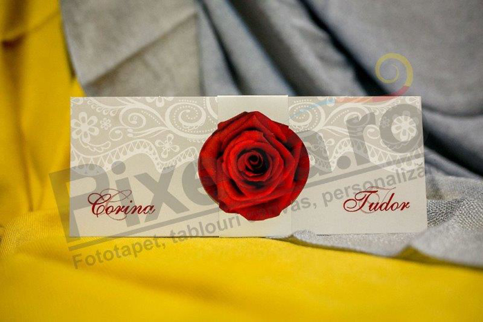 Imagine Invitatii nunta 233 trandafir rosu