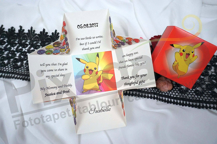 Imagine Invitatii de botez 3627B cutiuță Pikachu