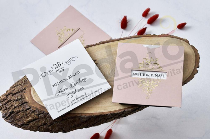 Imagine Invitatii nunta 1161 roz decupaj