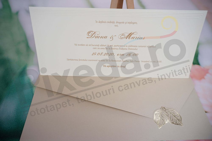 Imagine Invitatii nunta 1171 frunze aurii