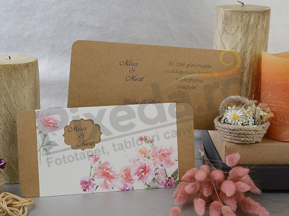 Imagine Invitatii nunta 17096 flori vintage si decupaj