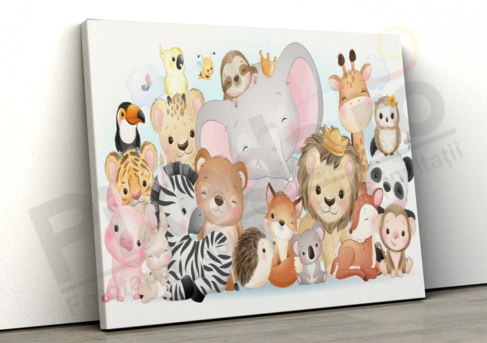 Imagine Tablou canvas camera copiilor PX 20025 animalute fericite
