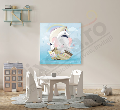 Imagine Tablou canvas camera copii PX 22014 iepuras si elefantel marinari