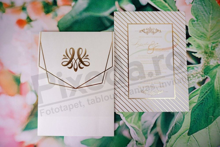 Imagine Invitatii nunta 19303 decoratiuni aurii