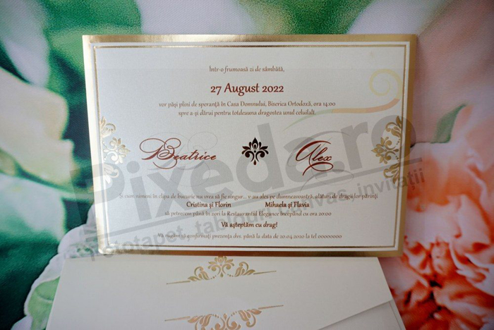 Imagine Invitatii nunta 19358 decoratiuni aurii