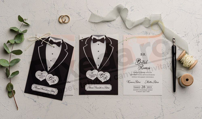 Imagine Invitatii nunta 9191 costum mire