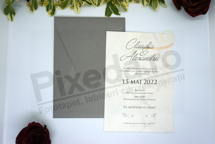 Imagine Invitatii nunta 9194 design gri elegant