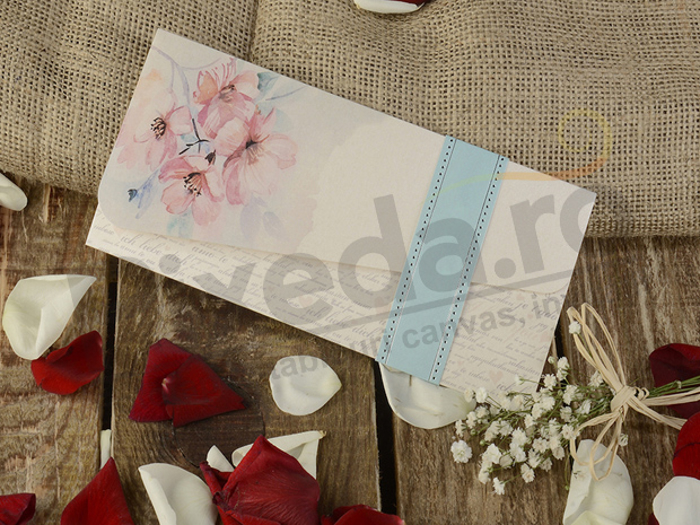 Imagine Invitatii nunta 16219 design floral si bentita