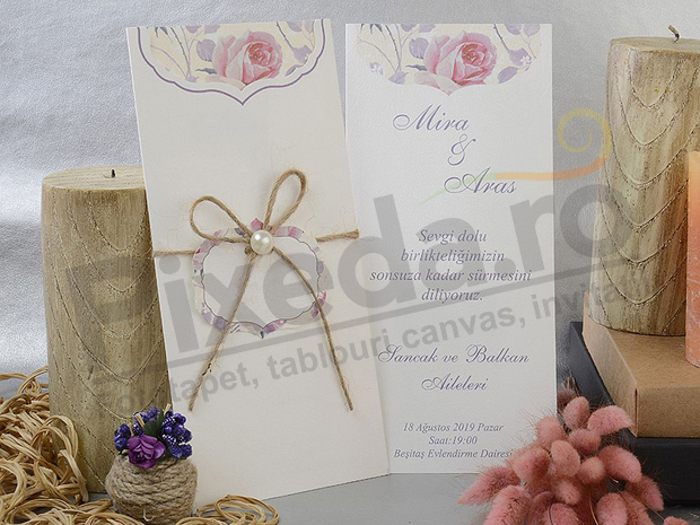 Imagine Invitatii nunta 17031 flori si perla