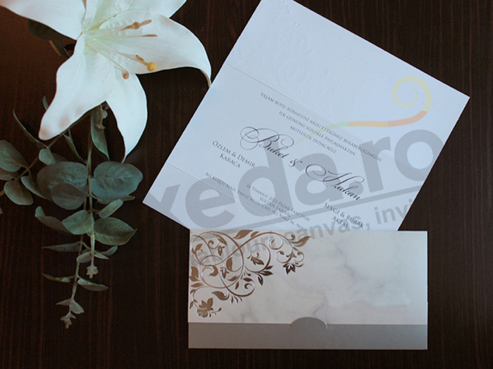 Imagine Invitatii nunta 20470 design floral argintiu