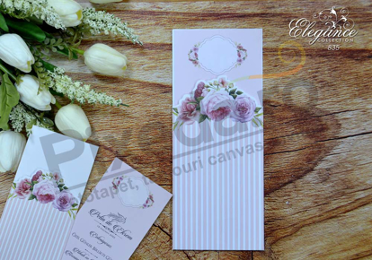Imagine Invitații nuntă 835 roz și detalii florale