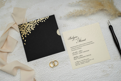 Imagine Invitatii nunta 9253 cu frunze aurii