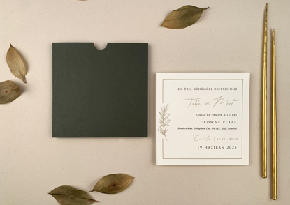 Imagine Invitații nuntă 12261 model pătrat cu plic cartonat